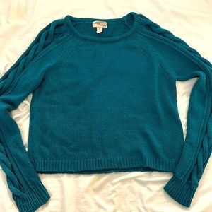 teal crop top sweater